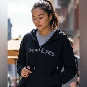 BEBE Jacket Womens‎ Size L Black Rhinestone Hip Hop Y2K Mean Girls Mom 90’s New